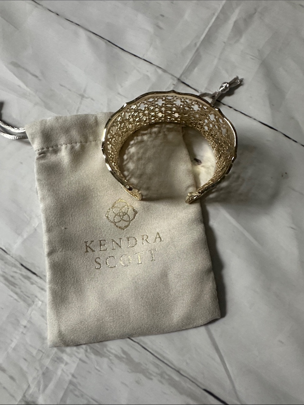 Kendra Scott Gold Filigree Open Cuff Bracelet - Picture 2 of 7
